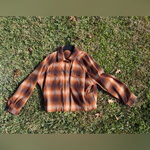 Flannel Crop Shirt-Jacket in Plaid
